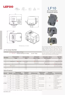 مفتاح ضغط ضاغط الهواء LF10