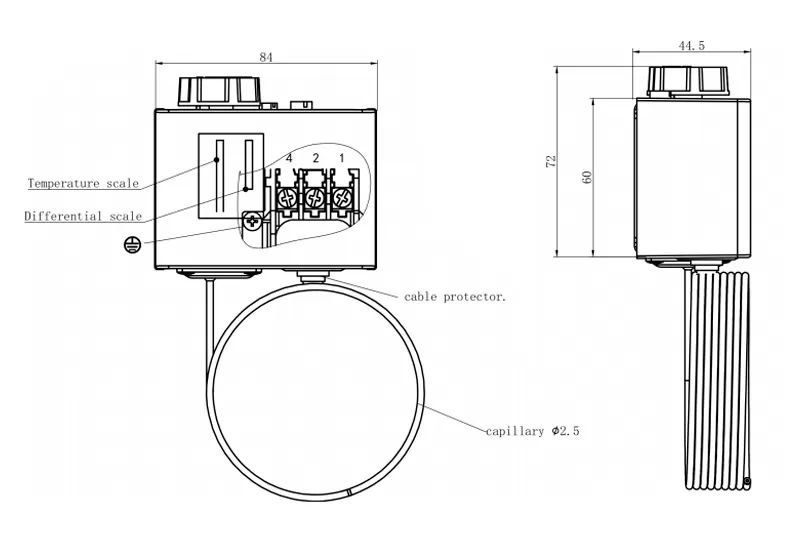 Dimension of Temperature Control Switch LF55T