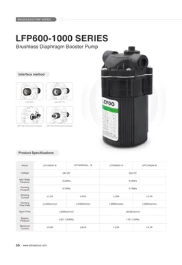 سلسلة LEFOO 24V 600-1000GPD بدون فرش