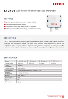 جهاز إرسال أول أكسيد الكربون مثبت على الحائط من LEFOO LFG101