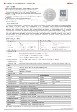 جهاز إرسال بجودة الهواء من LEFOO LFG60 الكل في واحد