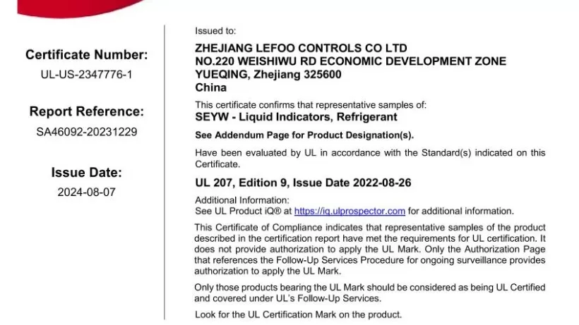 UL Certification Achieved