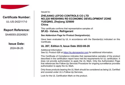 شهادة أول تحققت!! ! ------ صمامات كرة التبريد نظارات الرؤية سلسلة LFBV و LFSG