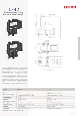 موزعات المياه العالية ومنخفضة الضغط التبديل LF42